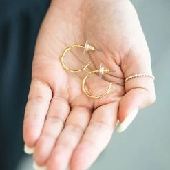 Bamboo Hoops 8 Bamboo Hoops -Fashion Clothing Store fIT bamboo earrings in hand