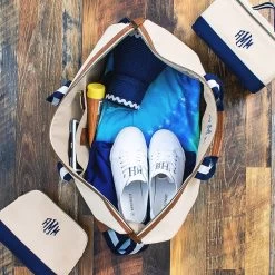 Monogrammed Canvas Weekender -Fashion Clothing Store fcD Monogrammed Canvas Navy Canvas Collection and inside of weekender