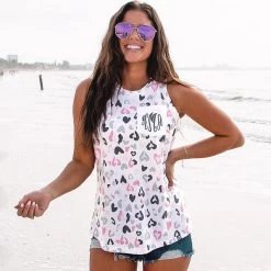 Monogrammed Tank Top -Fashion Clothing Store fhc heart leopard tank top on beach