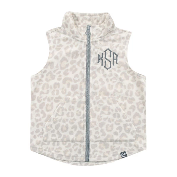 Monogrammed Kids Leopard Fleece Vest 1 Monogrammed Kids Leopard Fleece Vest