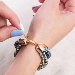 Monogrammed Bar Bracelet Stack 8 Monogrammed Bar Bracelet Stack -Fashion Clothing Store fwJ beaded bracelet with gold clasp