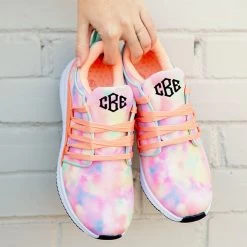 Monogrammed Tie Dye Sneakers -Fashion Clothing Store gEd girl holding tie dye sneakers