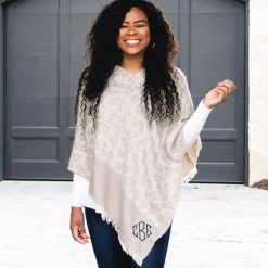 Monogrammed Leopard Poncho