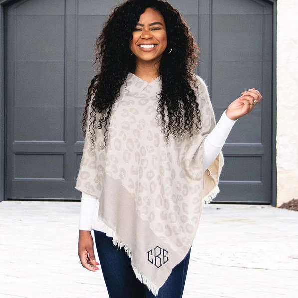 Monogrammed Leopard Poncho 1 Monogrammed Leopard Poncho