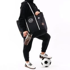 Monogrammed Large Zip Top Tote -Fashion Clothing Store gGY cheetah stars large zip top tote soccer mom