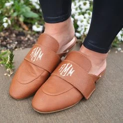 Monogrammed Slide On Loafers -Fashion Clothing Store gKG slide on loafers in brown on pavement