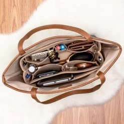 Monogrammed Tote Organizer 6 Monogrammed Tote Organizer -Fashion Clothing Store gOZ tan tote organizer interior