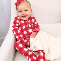 Monogrammed Kids Pajamas -Fashion Clothing Store gSU red plaid baby pajamas