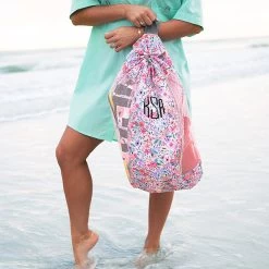 Monogrammed Beach Backpack Bag 15 Monogrammed Beach Backpack Bag -Fashion Clothing Store gZk girl holding coral floral backpack at beach