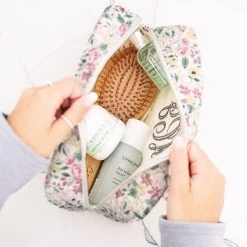 Monogrammed Quilted Cosmetic Case -Fashion Clothing Store gh8 Inside of Quilted Cosmetic Case in Fall Botanical
