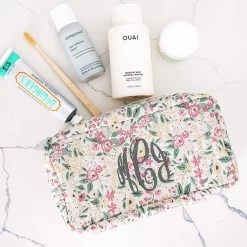 Monogrammed Quilted Cosmetic Case -Fashion Clothing Store gh8 Personalized Quilted Cosmetic Case in Fall Botanical with Makeup