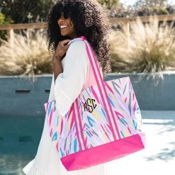 Monogrammed Mega Beach Bag 16 Monogrammed Mega Beach Bag -Fashion Clothing Store gl0 pink safari mega beach bag on shoulder