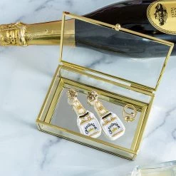 Champagne Earrings -Fashion Clothing Store h14 champagne earrings in jewelry box