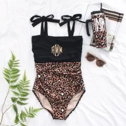 Monogrammed One Piece Bathing Suit -Fashion Clothing Store hD3 cheetah one piece bathing suit flatlay