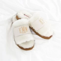 Monogrammed Fuzzy Slippers