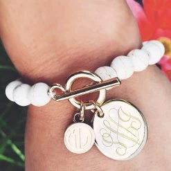 Monogrammed Ball Bracelet -Fashion Clothing Store ha0 ivory monogrammed ball bracelet