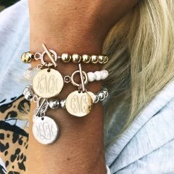 Monogrammed Ball Bracelet -Fashion Clothing Store ha0 monogrammed ball bracelets on wrist