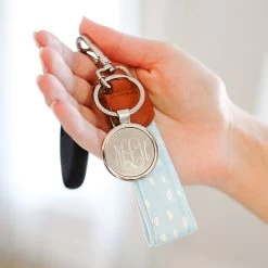 Monogrammed Key Fob 15 Monogrammed Key Fob -Fashion Clothing Store hb2 blue dottie Key Fob in hands