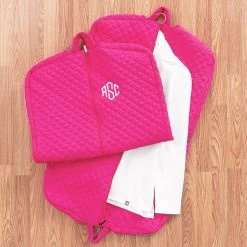 Monogrammed Diamond Quilted Garment Bag -Fashion Clothing Store hiF hot pink diamond quilted garment bag with pullover