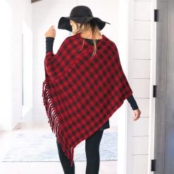 Monogrammed Buffalo Plaid Poncho 7 Monogrammed Buffalo Plaid Poncho -Fashion Clothing Store iI8 backside of buffalo plaid poncho