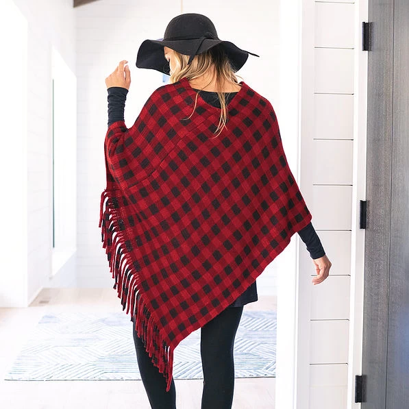 Monogrammed Buffalo Plaid Poncho 4 Monogrammed Buffalo Plaid Poncho - Image 4