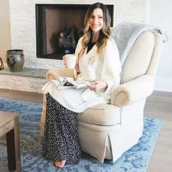 Monogrammed Cozy Robe 5 Monogrammed Cozy Robe -Fashion Clothing Store iM6 ivory monogrammed cozy robe with pjs underneath 1