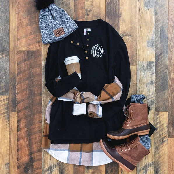 Monogrammed Waffle Henley Tunic 9 Monogrammed Waffle Henley Tunic - Image 9