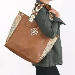 Monogrammed Purse Tote -Fashion Clothing Store ilr maple leopard monogrammed purse tote over shoulder