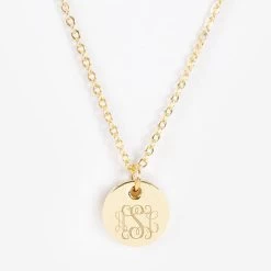 Monogrammed Tiny Disc Necklace