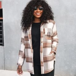 Monogrammed Tie Waist Shirt Jacket 7 Monogrammed Tie Waist Shirt Jacket -Fashion Clothing Store jQf personalized hickory plaid tie waist shirt jacket shacket open front