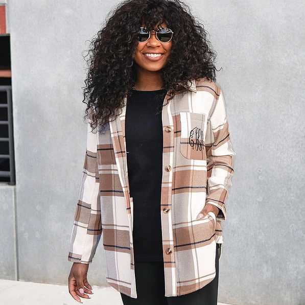 Monogrammed Tie Waist Shirt Jacket 3 Monogrammed Tie Waist Shirt Jacket - Image 3