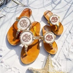 Monogrammed Embroidered Sandals Set -Fashion Clothing Store jVI mommy and me sandals