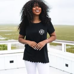 Monogrammed Scalloped Top