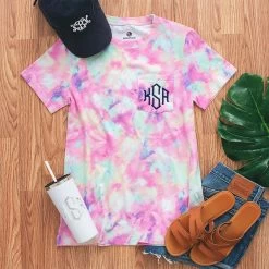 Monogrammed Tie Dye T-Shirt 11 Monogrammed Tie Dye T-Shirt -Fashion Clothing Store jet tie dye monogrammed pocket tee outfit