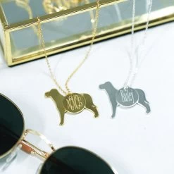 Monogrammed Dog Necklace -Fashion Clothing Store jnH gold and silver dog charm necklaces by box