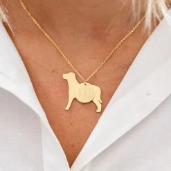 Monogrammed Dog Necklace -Fashion Clothing Store jnH gold dog charm necklace on neck