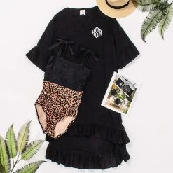 Monogrammed Ruffle Cover Up 9 Monogrammed Ruffle Cover Up -Fashion Clothing Store kCI black ruffle cover up ootd