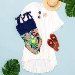 Monogrammed Ruffle Cover Up 11 Monogrammed Ruffle Cover Up -Fashion Clothing Store kCI white ruffle cover up ootd