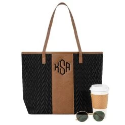 Monogrammed Quilted Travel Tote Bag