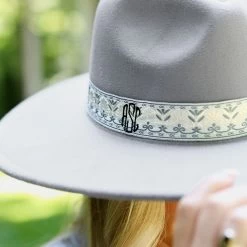 Monogrammed Wide Brim Hat 11 Monogrammed Wide Brim Hat -Fashion Clothing Store kFe gray wide brim hat close up