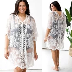 Sheer Cover Up 7 Sheer Cover Up -Fashion Clothing Store kTW sheer white cover up front and back