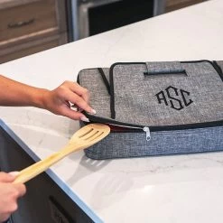 Monogrammed Casserole Carrier -Fashion Clothing Store kWa heather gray casserole carrier on with spoon