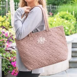 Monogrammed Quilted Tote 7 Monogrammed Quilted Tote -Fashion Clothing Store ksv monogrammed diamond quilted tote on shoulder with flowers