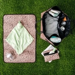 Monogrammed Neoprene Diaper Bag -Fashion Clothing Store l8I blush safari changing station on grass