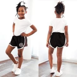 Monogrammed Kids Running Shorts -Fashion Clothing Store l8u youth girls black leopard runing shorts