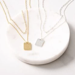 Monogrammed Layered Pendant Necklace -Fashion Clothing Store lIW layered pendant necklace in gold and silver
