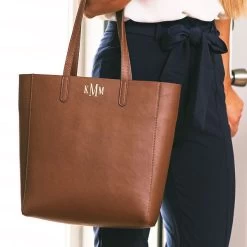 Monogrammed Leather Tote Bag -Fashion Clothing Store lO0 monogrammed leather tote bag