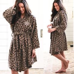 Monogrammed Fleece Robe -Fashion Clothing Store lQG monogrammed leopard fleece robe with belt