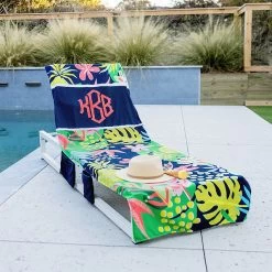 Monogrammed Chair Cover -Fashion Clothing Store lj0 navy tropical palm chair cover at pool