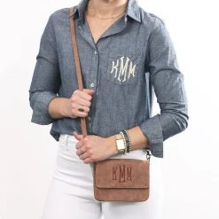 Monogrammed Stadium Approved Crossbody -Fashion Clothing Store lkM brown stadium approved personalized crossbody over shoulder